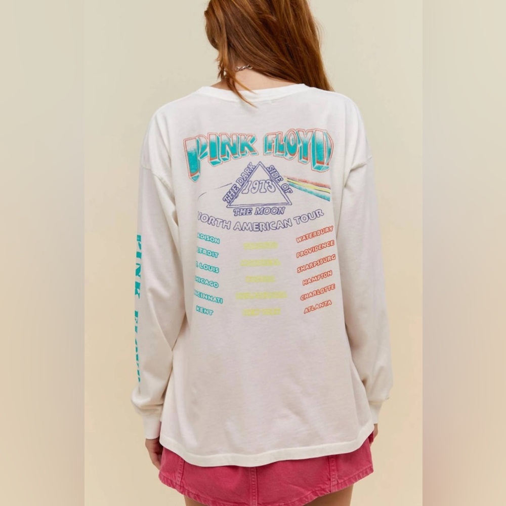DAYDREAMER Pink Floyd 1973 Long Sleeve Merch Tee In Vintage White SZ XS
